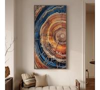 Grande toile murale verticale rustique style ferme, représentant des anneaux d'arbres vintage, idéale pour le salon, la chambre, le bureau ou le couloir (30 x 50 cm/sans cadre)