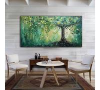 Grande toile représentant un arbre de vie, peinture à l'huile, art végétal, paysage texturé, décoration murale, tour fleurie, affiches et impressions, 90 x 180 cm, sans cadre
