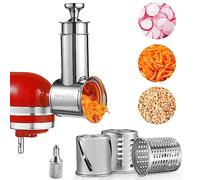 Grande trancheuse en acier inoxydable pour mélangeurs KitchenAid, passe au lave-vaisselle, machine à salade rotative, râpe à fromage avec 3 lames de tambour et 1 vis moletée