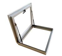 Grande trappe de toit en aluminium avec verre trempé double couche, fenêtre de toit plat imperméable pour couloir, loft, escalier et garage (blanc, 86,4 x 101,6 cm)