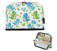 Grande trousse à crayons à fermeture éclair - Trousse de rangement pour crayons de salle de classe - Imprimé artistique - Papeterie pour enfants - Fournitures scolaires - Dragons bleus et verts