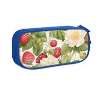 Grande trousse à crayons à motif de fleur de fraise pour garçons et filles - Grande trousse à crayons pour l'école et le bureau - Trousse de maquillage zippée, rose, 21x5x10.5cm, Trousse de maquillage