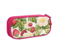 Grande trousse à crayons à motif de fleur de fraise pour garçons et filles - Grande trousse à crayons pour l'école et le bureau - Trousse de maquillage zippée, bleu, 21x5x10.5cm, Trousse de maquillage