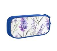 Grande trousse à crayons à motif de fleur de lavande pour garçons et filles - Grande trousse à crayons avec fermeture éclair - Motif floral violet, rose, 21x5x10.5cm, Trousse de maquillage
