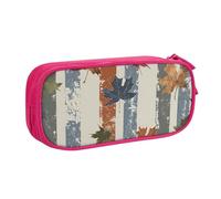 Grande trousse à crayons à rayures en érable pour garçons et filles - Motif feuilles d'automne - Trousse à crayons pour l'école et le bureau - Trousse de maquillage zippée, bleu, 21x5x10.5cm, Trousse