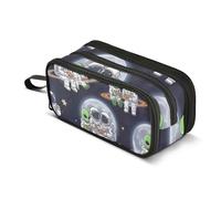 Grande trousse à crayons amusante avec fermeture éclair pour filles, adultes, enfants, pour la rentrée scolaire, astronautes, extraterrestres verts, 22,5 x 9 x 11 cm