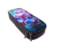 Grande trousse à crayons amusante en alpaga lama pour le bureau, petite pochette à fermeture éclair pour crayons, Fleur d'orchidée colorée, Taille unique, Trousse de maquillage