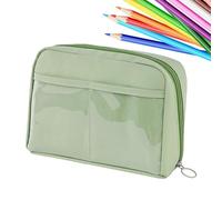 Grande trousse à crayons avec 12 compartiments - Trousse à crayons avec poignée | Boîte à papier à lettres scolaire, organisateur de voyage d'études pour stylos, vert, Voir description, Voir