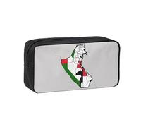 Grande trousse à crayons avec drapeau topographique de l'État de Palestine - Grande capacité - Durable - Trousse à crayons pour voyage et maquillage