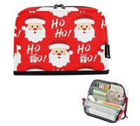 Grande trousse à crayons avec fermeture éclair - Grand sac de rangement pour garçons et adolescents - Graphique - Enfants - Fournitures de rentrée scolaire - Organisateur de Noël Jolly Santa Claus