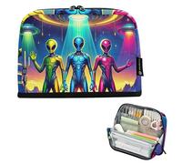 Grande trousse à crayons avec fermeture éclair - Motif Aliens - Coloré - Pour garçons et adolescents - Pour la rentrée scolaire