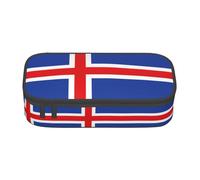 Grande trousse à crayons avec fermeture éclair Motif drapeau de l'Islande, Noir , Taille unique, Valise