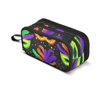Grande trousse à crayons avec fermeture éclair pour garçons, adolescents, filles, enfants pour la rentrée scolaire, organiseur de fournitures scolaires coloré, carnaval, violet et noir, 22,5 x 9 x 11