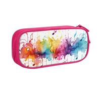 Grande trousse à crayons avec fermeture éclair pour garçons et filles - Motif notes de musique, bleu, 21x5x10.5cm, Trousse de maquillage