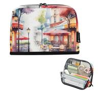 Grande trousse à crayons avec fermeture éclair - Trousse de rangement pour garçons et filles - Imprimé animal - Papeterie pour enfants - Fournitures scolaires - Scène de rue de Paris