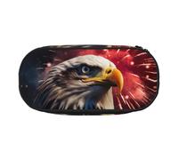 Grande trousse à crayons avec imprimé aigle feu d'artifice - Grande trousse à crayons - Pour bureau, collège, école, Noir , Taille unique, Organiseur de sac