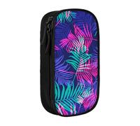 Grande trousse à crayons avec imprimé feuilles colorées pour enfants, garçons, école, bureau