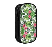 Grande trousse à crayons avec imprimé feuilles tropicales pour enfants, garçons, école, bureau