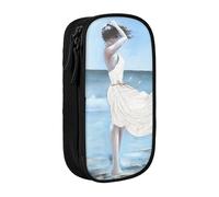 Grande trousse à crayons avec imprimé « Girl on a Windy Beach » - Pour enfants, garçons, école, bureau