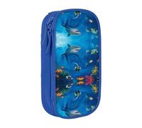 Grande trousse à crayons avec imprimé monde sous-marin pour enfants, garçons, école, bureau