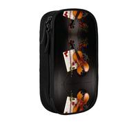 Grande trousse à crayons avec imprimé partitions de violon pour enfants, garçons, école, bureau