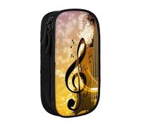 Grande trousse à crayons avec imprimé piano violon notes de musique pour enfants, garçons, école, bureau