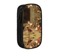 Grande trousse à crayons avec imprimé poule rôti - Pour enfants, garçons, école, bureau