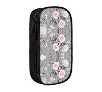 Grande trousse à crayons avec imprimé roses et feuilles pour enfants, garçons, école, bureau