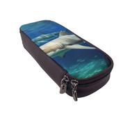 Grande trousse à crayons avec imprimé zèbre pour le bureau, petite pochette à fermeture éclair pour crayons, Deux requins blancs, Taille unique, Trousse de maquillage