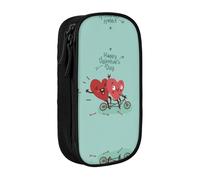 Grande trousse à crayons avec inscription « Two Hearts Fall in Love On Bicycle » - Pour enfants, garçons, école, bureau