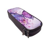 Grande trousse à crayons avec motif abeille dans une fleur pour le bureau, petite pochette à fermeture éclair pour crayons, Beau papillon violet, Taille unique, Trousse de maquillage