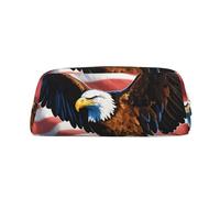 Grande trousse à crayons avec motif aigle avec drapeau américain pour papeterie, bureau, école, maquillage, Doré, One Size, Trousse de toilette