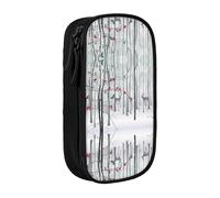 Grande trousse à crayons avec motif cerf des neiges, oiseaux, briques, arbres, pièces de monnaie, clés, carte, porte-monnaie, grande pochette pour enfants, garçons, école, bureau