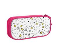 Grande trousse à crayons avec motif cœur et étoile pour garçons et filles - Grande trousse à crayons pour l'école et le bureau - Trousse de maquillage zippée, bleu, 21x5x10.5cm, Trousse de maquillage