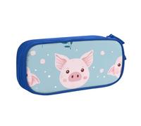 Grande trousse à crayons avec motif de feuilles de cochon pour garçons et filles - Grande trousse à crayons pour l'école et le bureau - Trousse de maquillage zippée, rose, 21x5x10.5cm, Trousse de