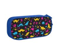 Grande trousse à crayons avec motif dinosaure coloré pour garçons et filles - Motif empreintes de pattes de dinosaure - Grande trousse à crayons pour l'école et le bureau - Trousse de maquillage