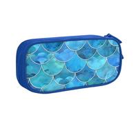 Grande trousse à crayons avec motif écailles de sirène bleu sarcelle pour garçons et filles - Grande trousse à crayons pour l'école et le bureau - Trousse de maquillage à fermeture éclair, rose