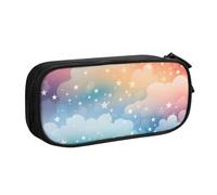Grande trousse à crayons avec motif nuage arc-en-ciel pour garçons et filles - Grande trousse à crayons avec fermeture éclair - Motif galaxie et étoile, Noir , 21x5x10.5cm, Trousse de maquillage