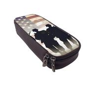 Grande trousse à crayons avec motif tigre blanc pour le bureau, petite pochette à fermeture éclair pour crayons, Journée des forces armées américaines, Taille unique, Trousse de maquillage