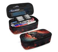 Grande trousse à crayons aztèque en forme de mouton occidental pour garçons et filles de 3 à 18 ans, trousse à crayons légère pour les voyages, le camping, la randonnée, Flame Wolf, 8.8"x1.7"x4.1",