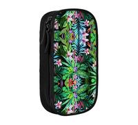 Grande trousse à crayons colorée avec imprimé feuilles tropicales pour enfants, garçons, école, bureau