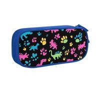 Grande trousse à crayons colorée avec motif dinosaure pour garçons et filles, motif empreintes de pattes de dinosaure, trousse à crayons pour l'école, le bureau, la trousse de maquillage à fermeture