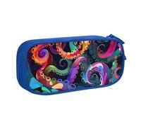 Grande trousse à crayons colorée en forme de pieuvre pour garçons et filles, motif océan, grande trousse à crayons pour l'école, le bureau, la trousse de maquillage à fermeture éclair, rose