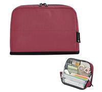 Grande trousse à crayons de couleur unie Titian rouge avec fermeture éclair pour garçons, adolescents, filles, fournitures de rentrée scolaire, organiseur de fournitures scolaires