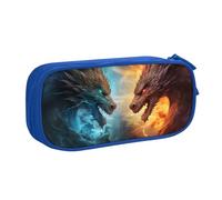 Grande trousse à crayons dragon pour garçons et filles - Motif animal fantastique - Grande trousse de papeterie de bureau pour l'école et le bureau - Trousse de maquillage zippée, rose, 21x5x10.5cm