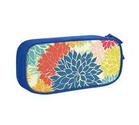 Grande trousse à crayons en forme de chrysanthème pour garçons et filles - Motif fleurs colorées - Organiseur de papeterie - Pour l'école et le bureau - Trousse de maquillage zippée, rose, 21x5x10.5cm