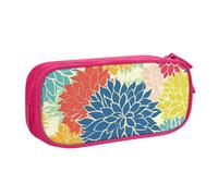 Grande trousse à crayons en forme de chrysanthème pour garçons et filles - Motif fleurs colorées - Organiseur de papeterie - Pour l'école et le bureau - Trousse de maquillage zippée, bleu, 21x5x10.5cm