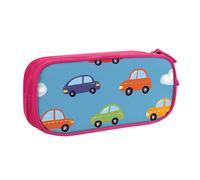 Grande trousse à crayons en forme de nuage de voiture de dessin animé pour garçons et filles, motif taxi mignon, grande trousse à crayons pour bureau, école, bureau, trousse de maquillage à fermeture