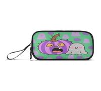 Grande trousse à crayons en nylon pour filles - Grande capacité - Motif Jack-o'-lanterns et fantômes d'Halloween - Pour l'école et les femmes