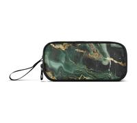 Grande trousse à crayons en nylon style marbre vert émeraude doré noir grande capacité en maille trousse à crayons papeterie scolaire pour écolier homme